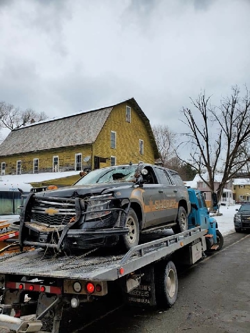 Chemung Sheriff’s Deputy Trapped in Patrol Car By Falling Tree