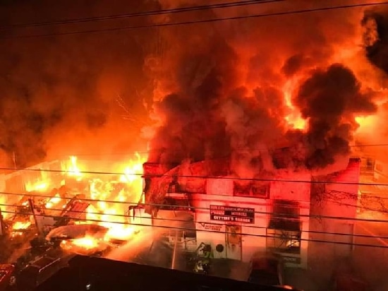 Massive Fire Near Ithaca Destroys Vehicle Repair Shop and Apartment