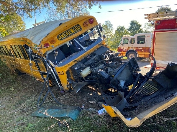 Whitney Point School Bus Goes Off Road, Two Adults Injured, One Student OK