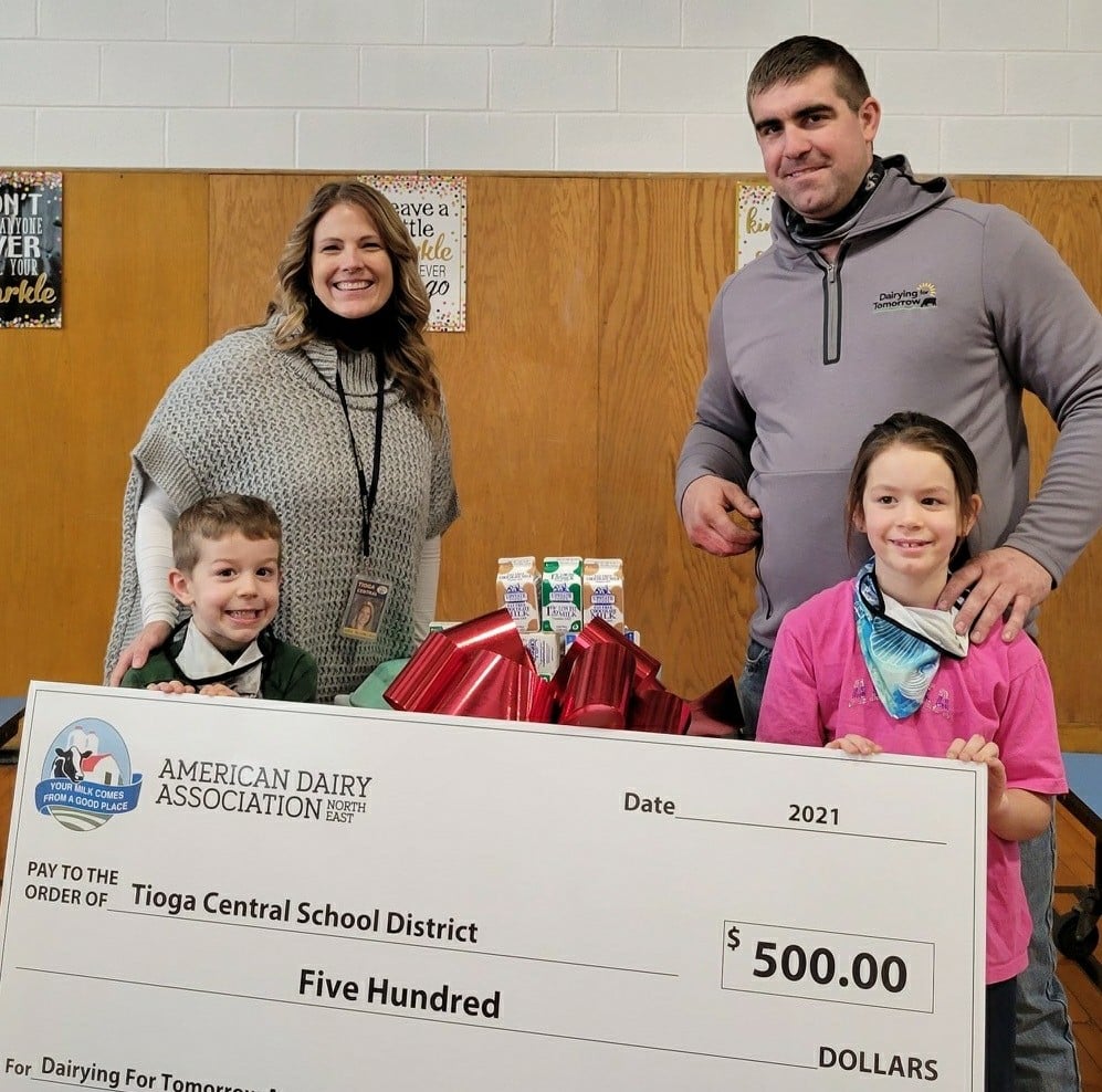 Tioga County dairy farm donates award to buy milk coolers at Tioga Central