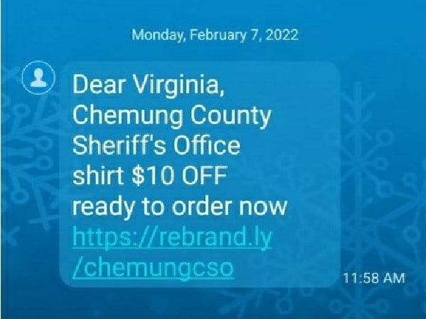 Chemung County Sheriff Schrom: Shirt text is ‘clearly a scam;’ delete it immediately