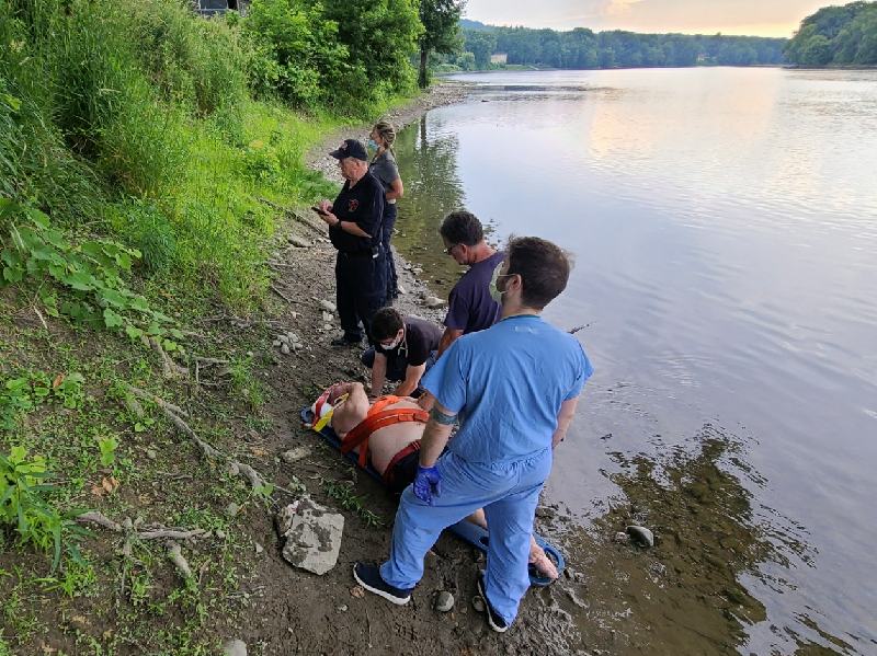 Fisherman rescued by Owego and Apalachin EMS from Susquehanna River