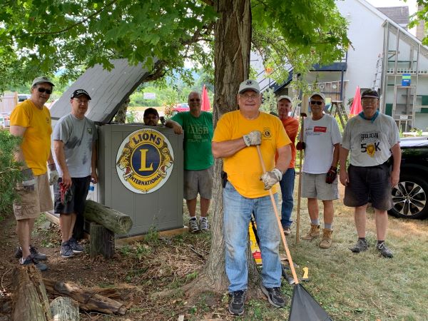 Lions Members Spend Summer Day Renovating Apalachin Park