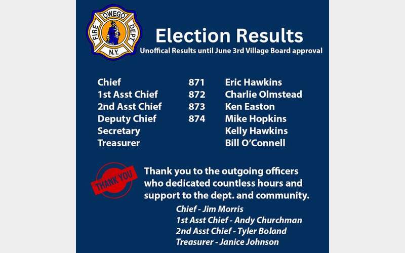 Owego Fire Department elects new officers
