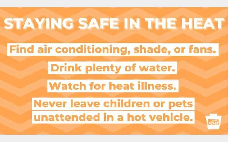 Heat advisory in effect from 11 to 8 today