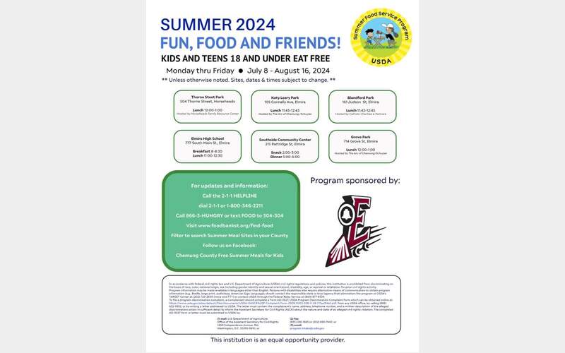Elmira City School District, local organizations team up to offer free summer meals