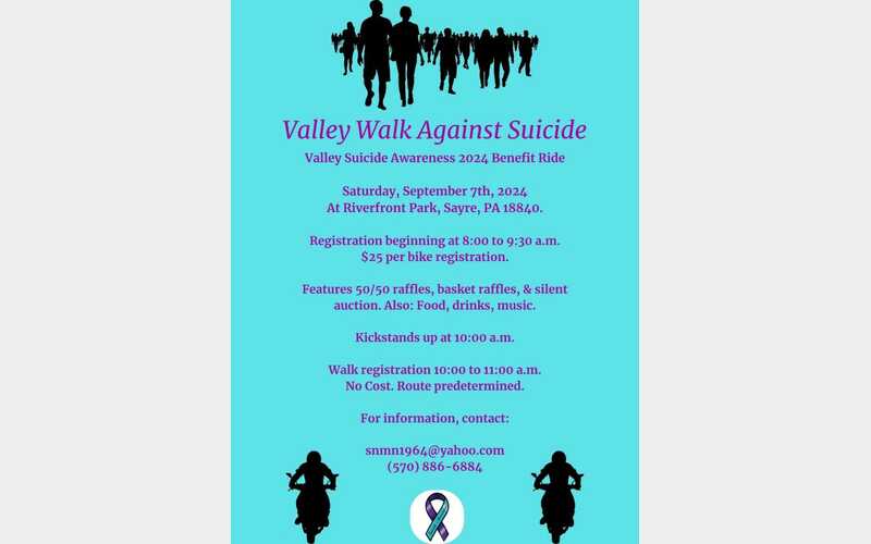 Valley Walk Against Suicide, bike run to be held Sept. 7
