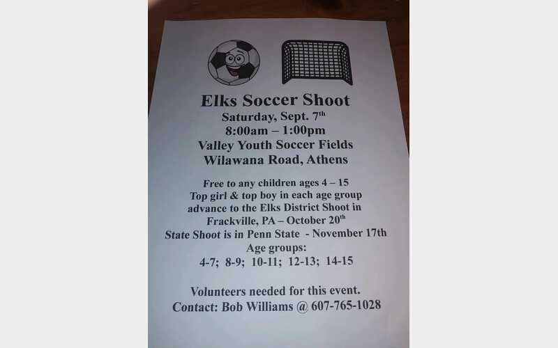 Sayre Elks to host Soccer Shoot this weekend
