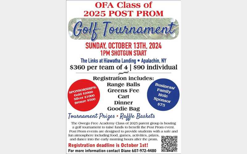 OFA Class of 2025 Post Prom golf tournament set for Oct. 13