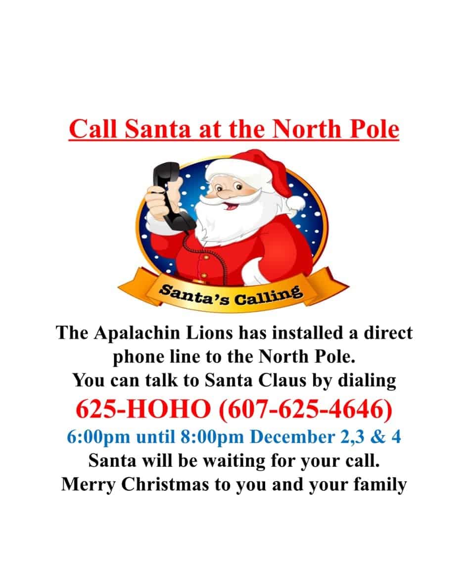Local children can call Santa next week thanks to Apalachin Lions