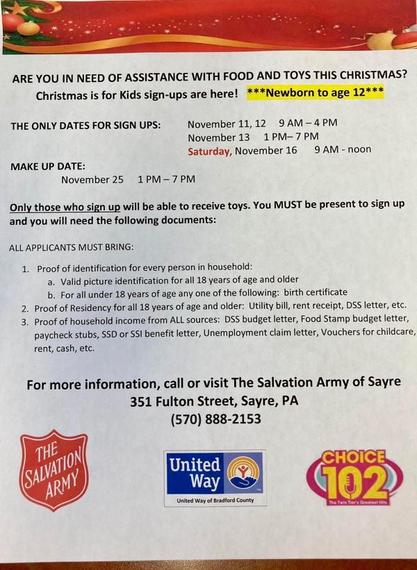 Final day to sign up for Christmas is for Kids assistance set for Monday