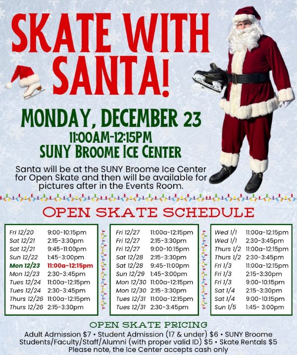SUNY Broome hosting Skate with Santa next week