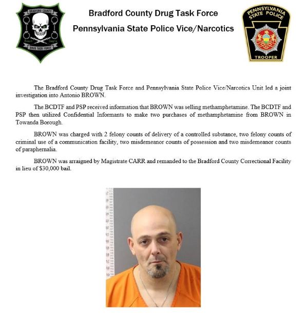 Bradford County Drug Task Force, state police arrest man after sting