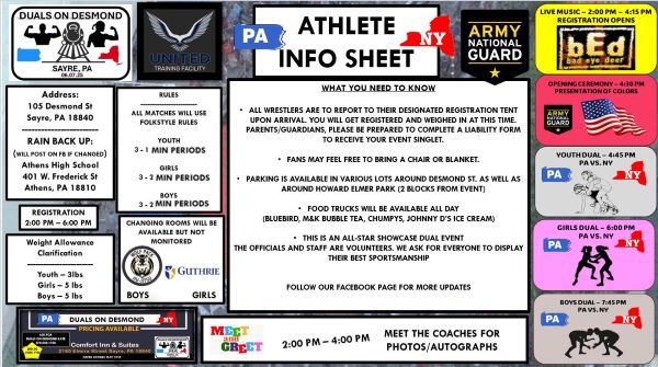 Duals on Desmond All-Star Wrestling Showcase returns to Sayre this weekend