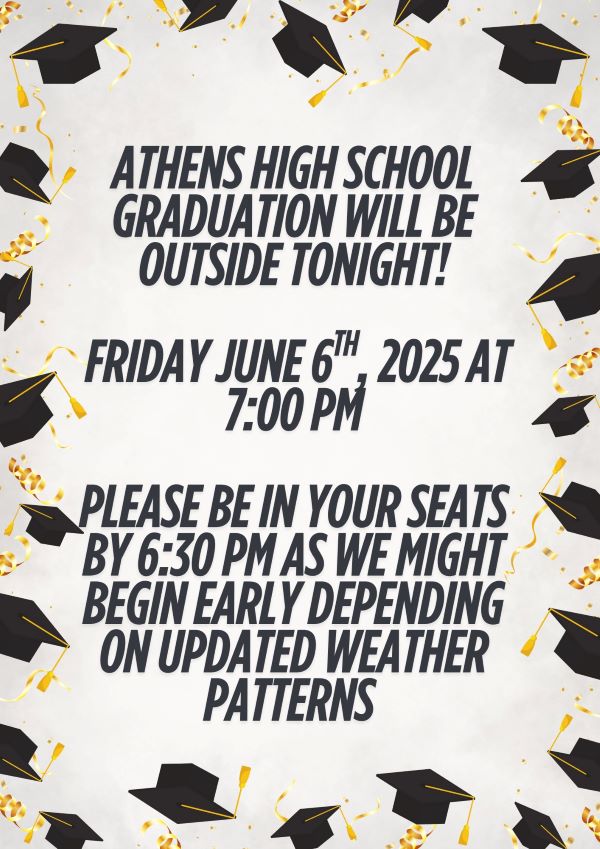 Athens High School Graduation to be held outside tonight