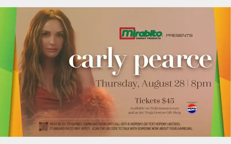 Country star Carly Pearce to perform at Tioga Downs next month