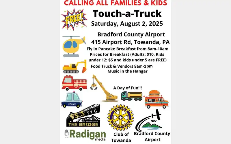 Touch-A-Truck, Fly-in Pancake Breakfast set for Aug. 2 at Bradford County Airport