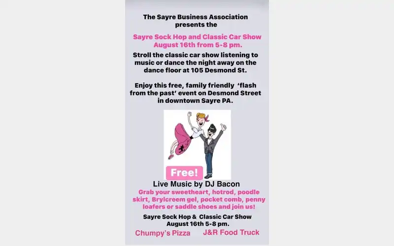 SBA to host Sayre Sock Hop and Classic Car Show on Saturday