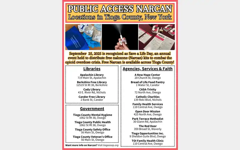 Tioga County recognizing Save a Life Day by promoting Public Access Narcan boxes
