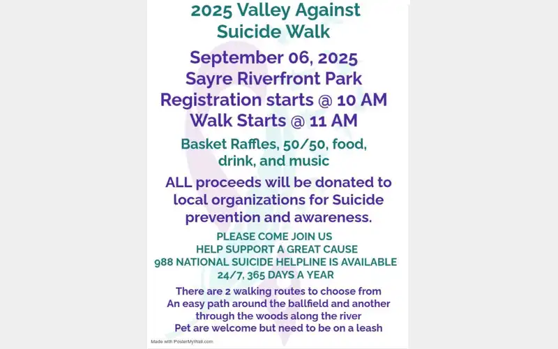 Valley Walk Against Suicide set for Saturday