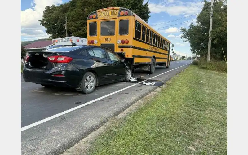 School bus involved in car accident in Tioga County, Pennsylvania