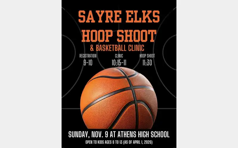 Sayre Elks Hoop Shoot and Basketball Clinic set for Sunday