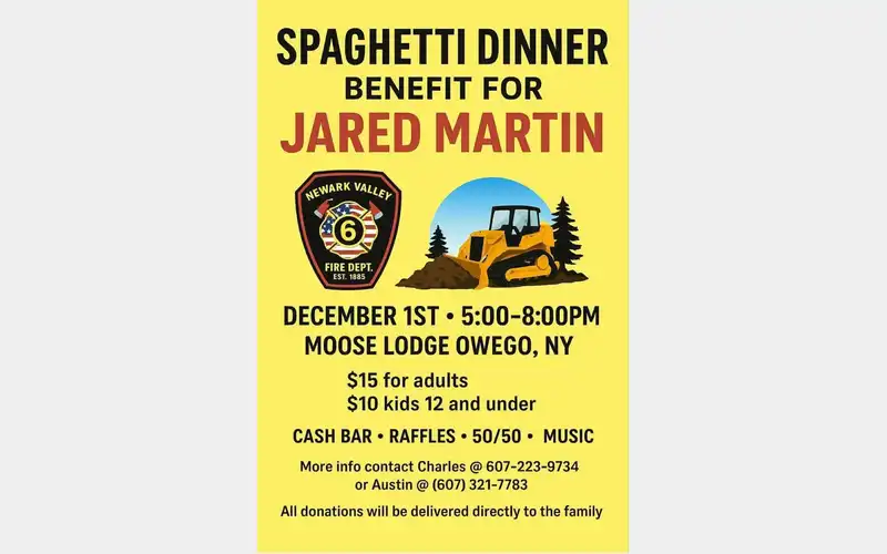 Benefit for injured Newark Valley firefighter set for Monday, Dec. 1