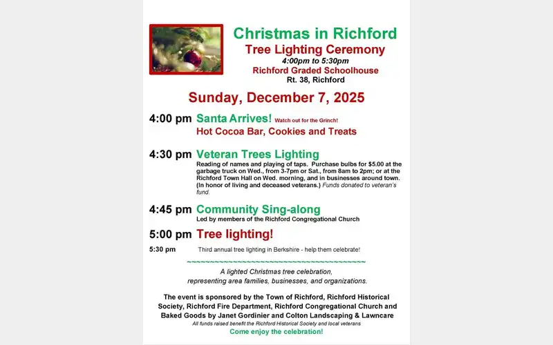 Christmas in Richford Tree Lighting set for Sunday