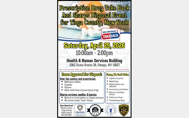 Tioga County to participate in DEA Prescription Drug Take Back Day
