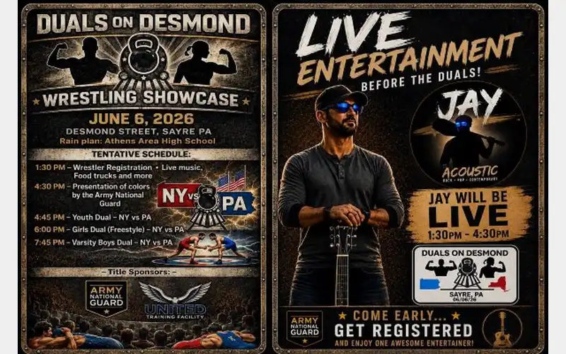 Duals on Desmond All-Star Wrestling Showcase to return to Sayre next month