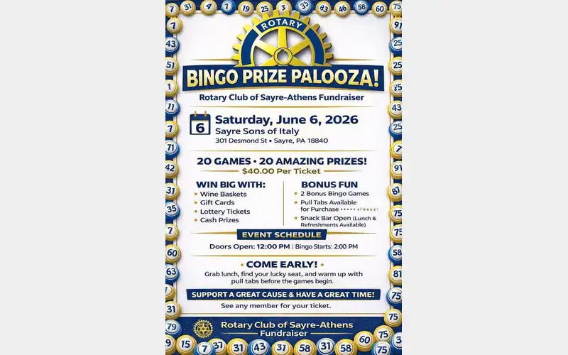 Rotary Club hosting bingo fundraiser this weekend in Sayre